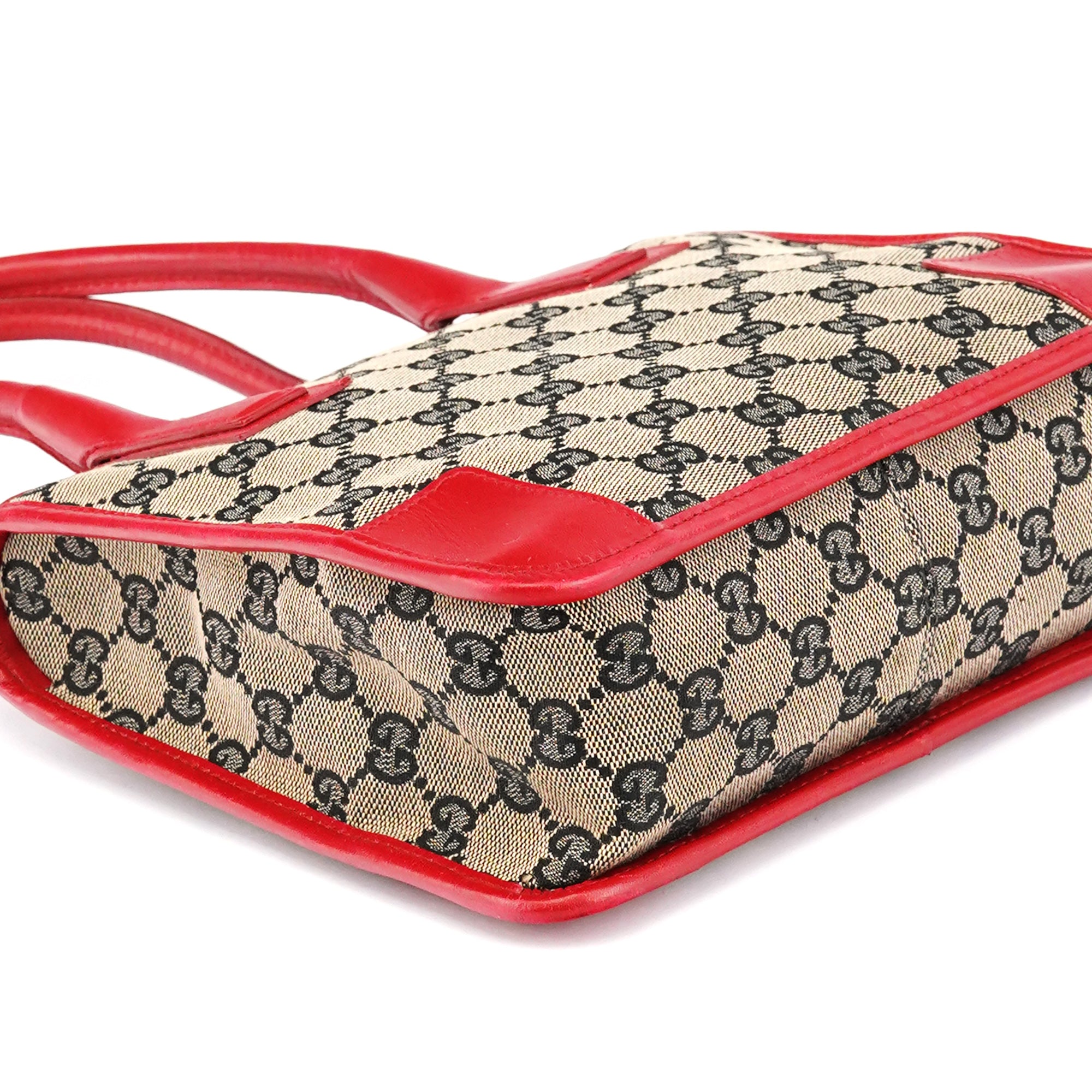 Gucci Beige Red GG Leather Tote Bag