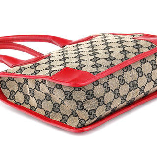 Gucci Beige Red GG Leather Tote Bag