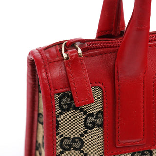 Gucci Beige Red GG Leather Tote Bag