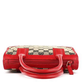 Gucci Beige Red GG Leather Tote Bag