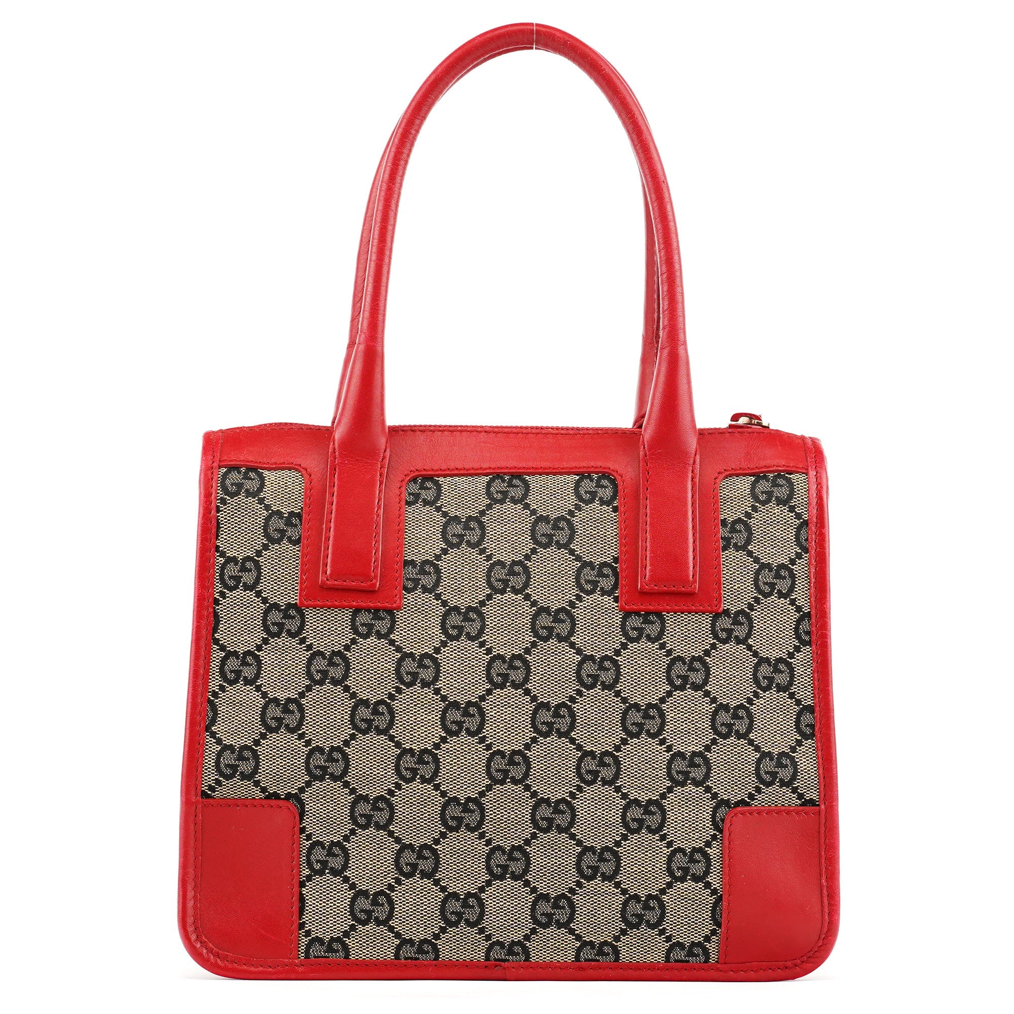 Gucci Beige Red GG Leather Tote Bag