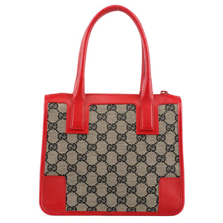 Gucci Beige Red GG Leather Tote Bag