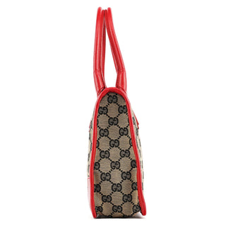 Gucci Beige Red GG Leather Tote Bag