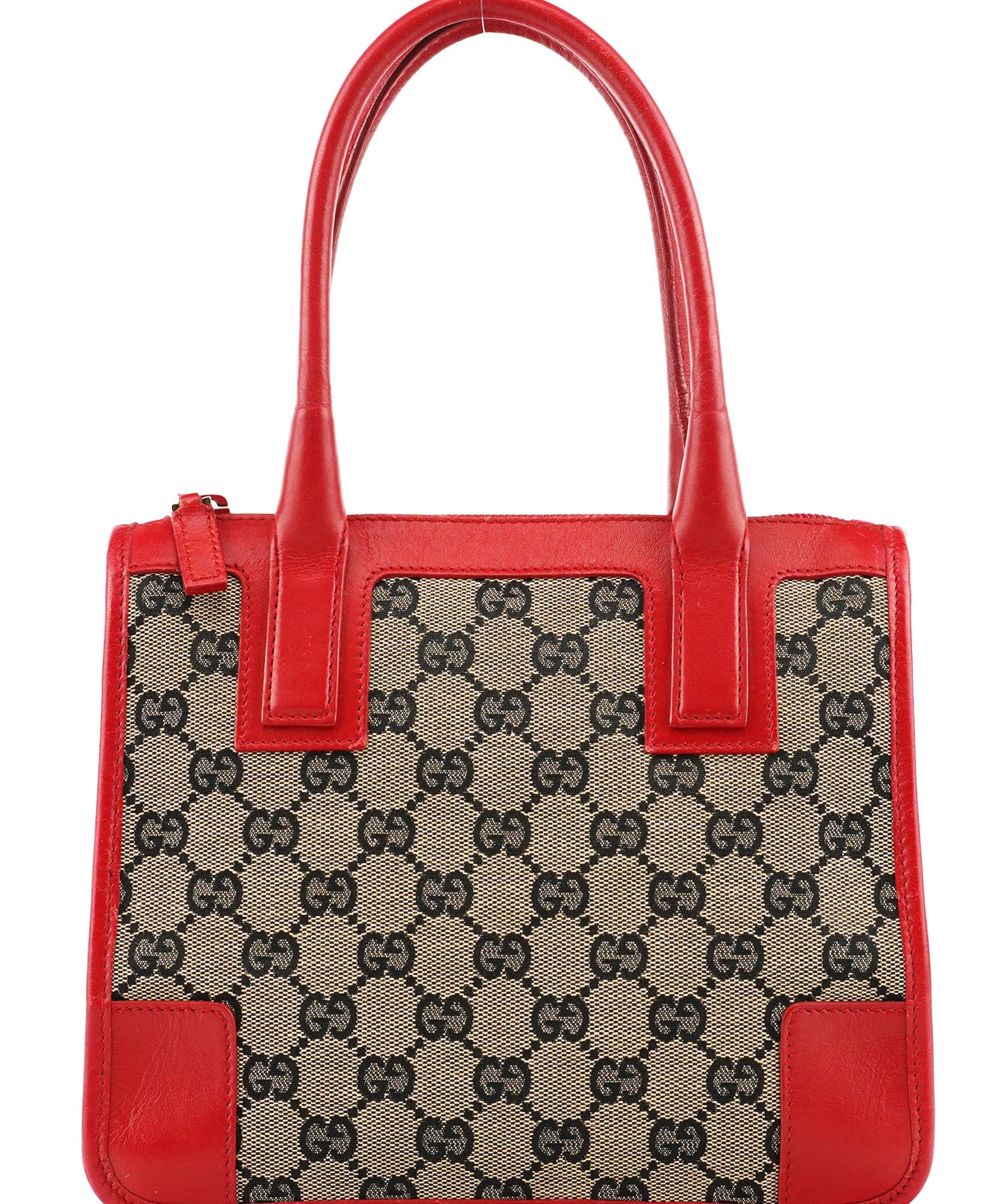 Gucci Beige Red GG Leather Tote Bag