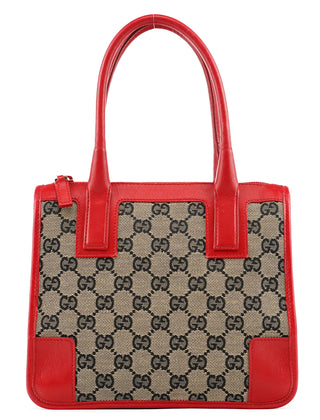Gucci Beige Red GG Leather Tote Bag