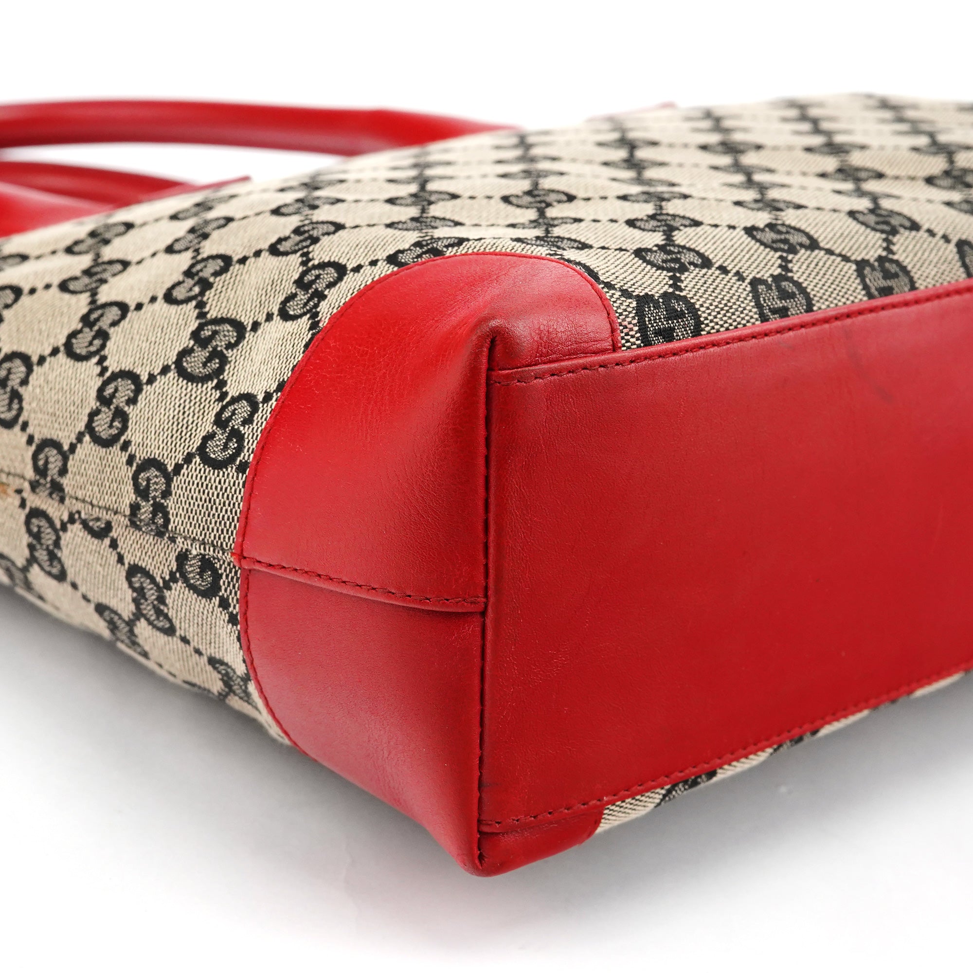 Gucci Sac cabas en toile GG beige et rouge