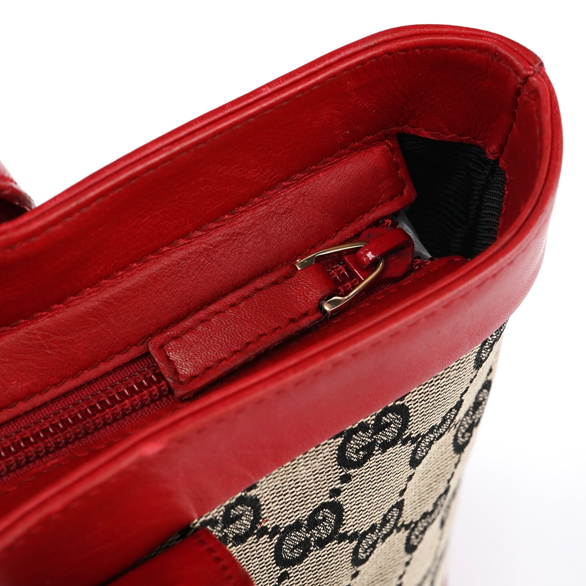 Gucci Sac cabas en toile GG beige et rouge