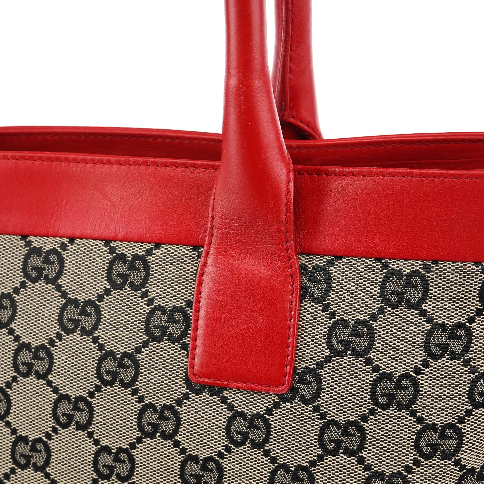 Gucci Sac cabas en toile GG beige et rouge