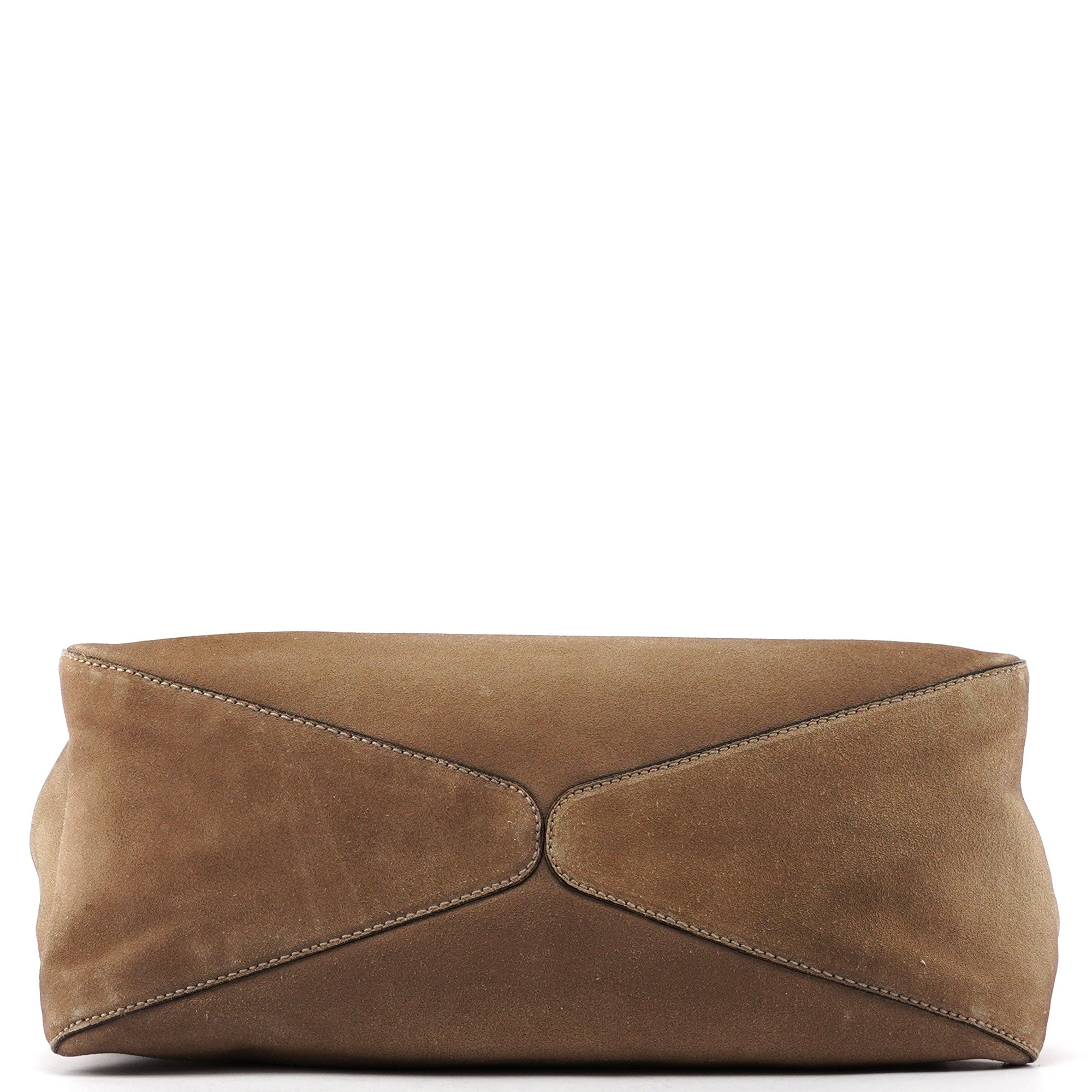 Gucci Beige Suede Wood Handle Shoulder Bag