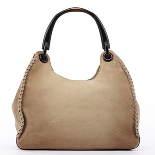 Gucci Beige Suede Wood Handle Shoulder Bag