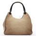 Gucci Beige Suede Wood Handle Shoulder Bag