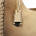 Gucci Beige Suede Wood Handle Shoulder Bag