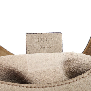 Gucci Beige Suede Wood Handle Shoulder Bag