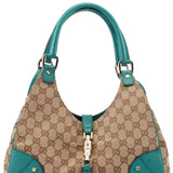 Gucci Beige Turquoise GG Jackie Shoulder Bag