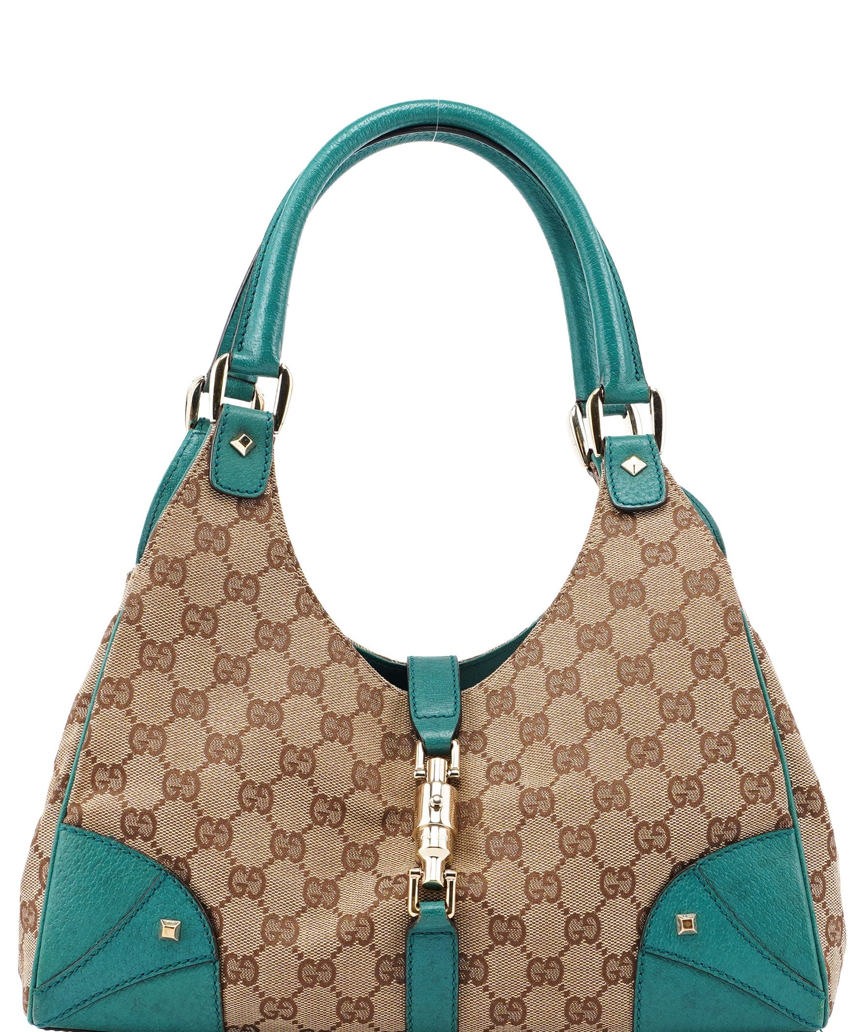 Gucci Beige Turquoise GG Jackie Shoulder Bag