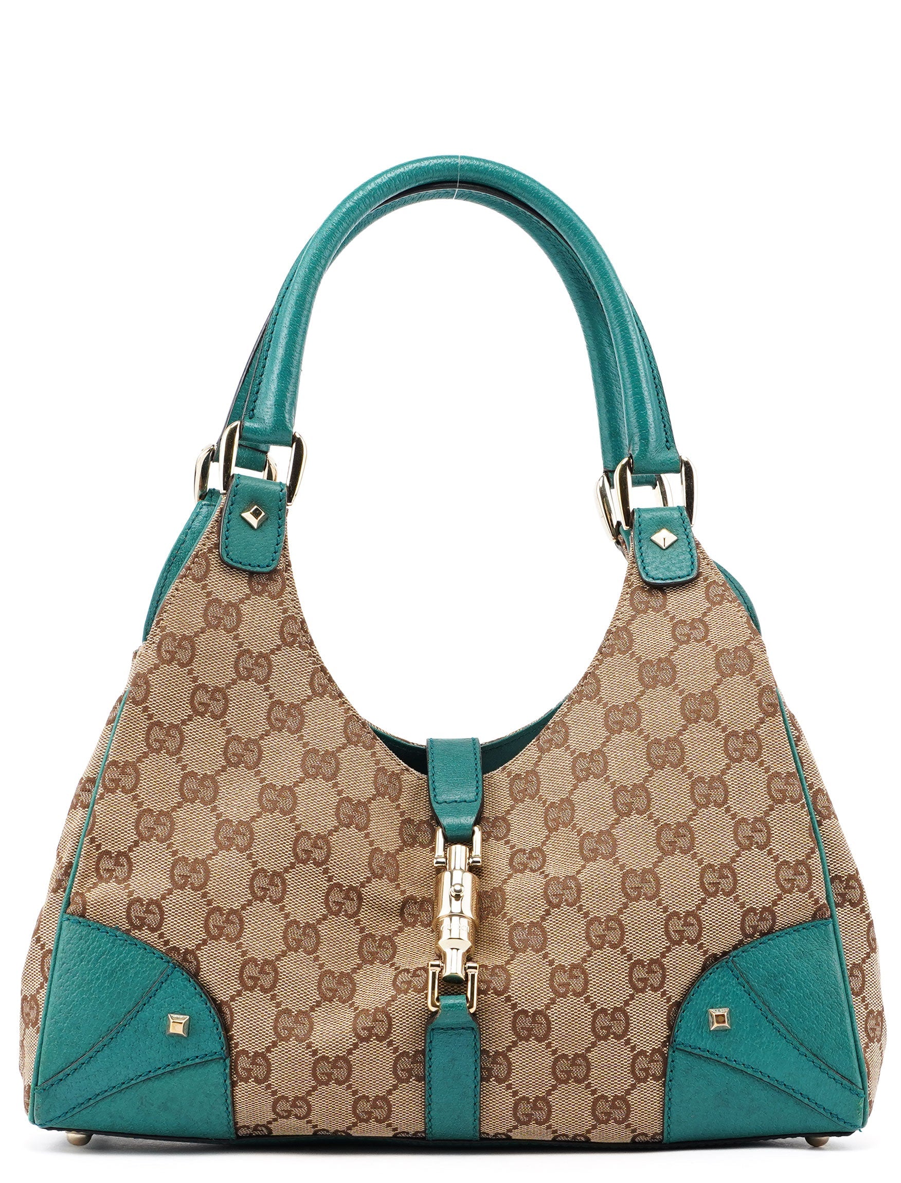 Gucci Beige Turquoise GG Jackie Shoulder Bag