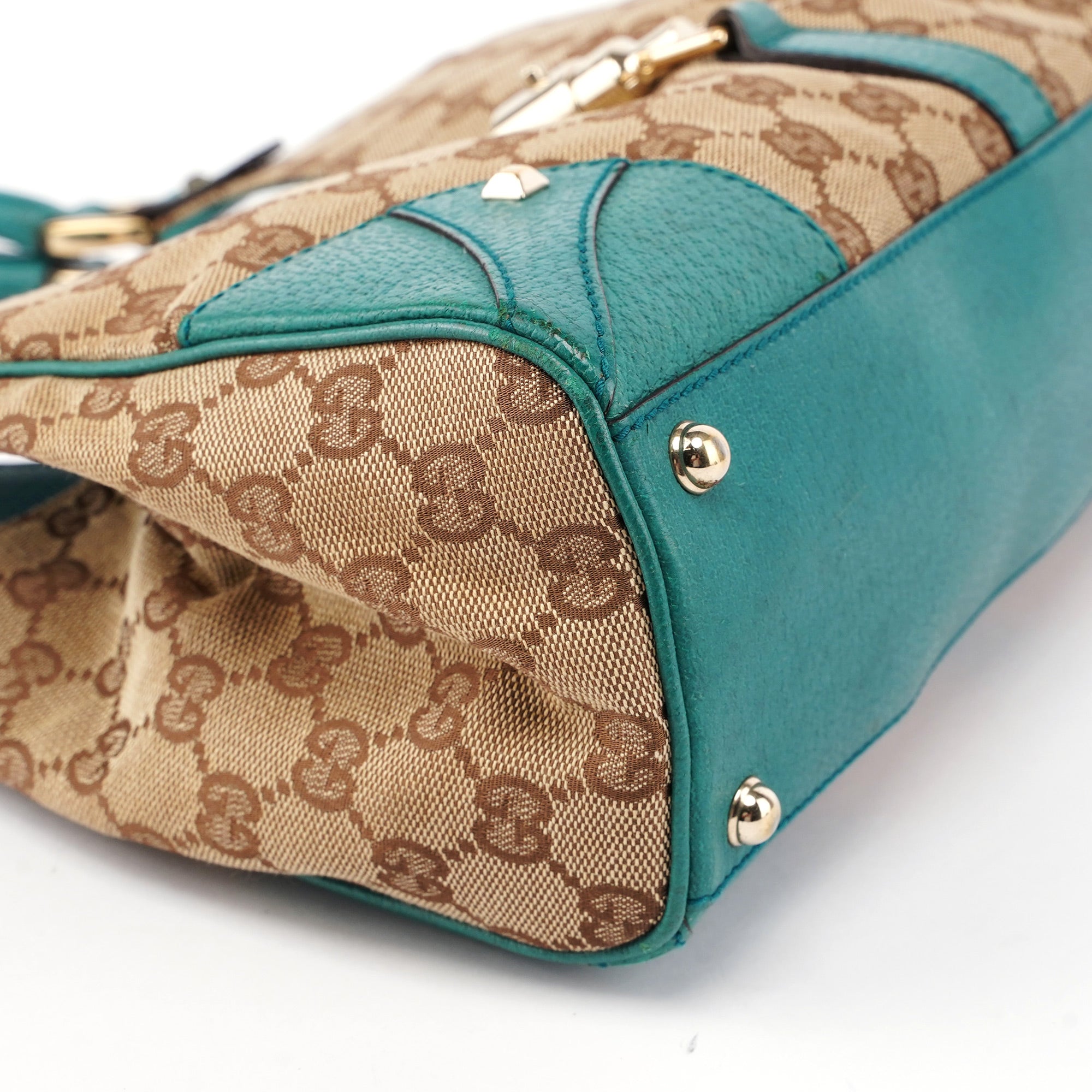 Gucci Beige Turquoise GG Jackie Shoulder Bag