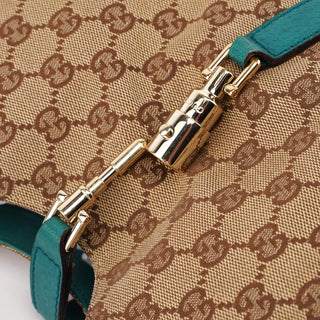 Gucci Beige Turquoise GG Jackie Shoulder Bag