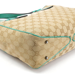 Gucci Beige Turquoise GG Tote Bag