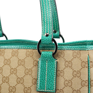 Gucci Beige Turquoise GG Tote Bag