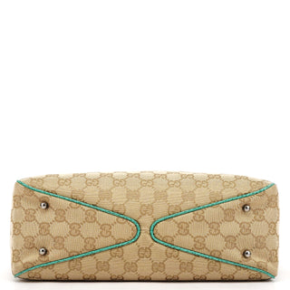 Gucci Beige Turquoise GG Tote Bag