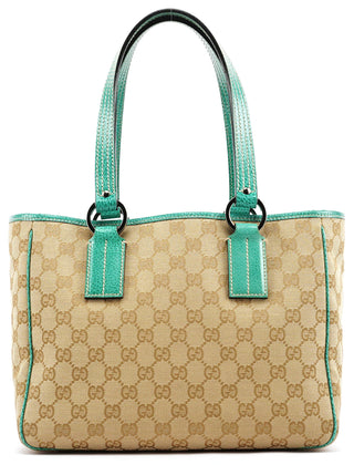 Gucci Beige Turquoise GG Tote Bag