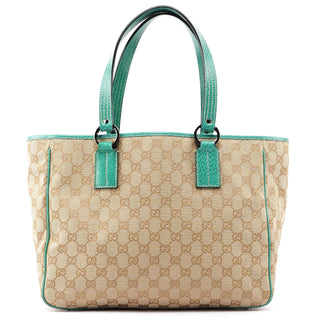 Gucci Beige Turquoise GG Tote Bag