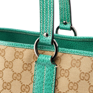 Gucci Beige Turquoise GG Tote Bag