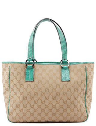 Gucci Beige Turquoise GG Tote Bag