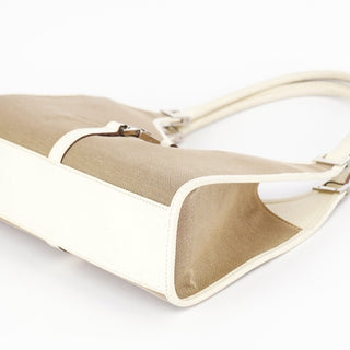 Gucci Beige White Canvas Jackie Shoulder Bag