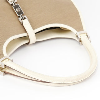 Gucci Beige White Canvas Jackie Shoulder Bag