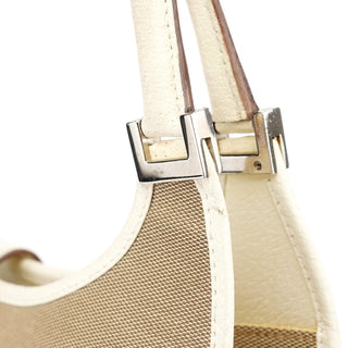 Gucci Beige White Canvas Jackie Shoulder Bag