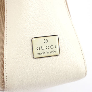 Gucci Beige White Canvas Shoulder Bag