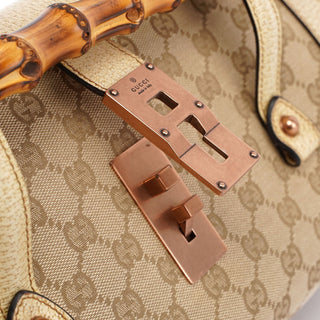 Gucci Beige White GG Bamboo Bag