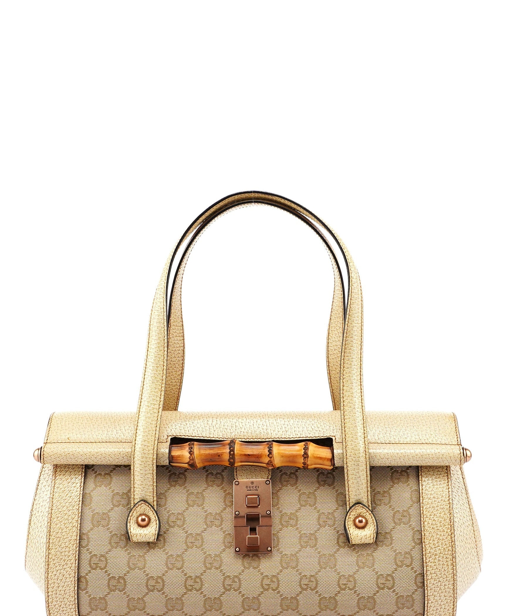 Gucci Beige White GG Bamboo Bag