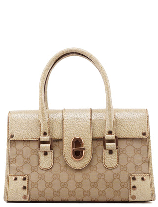 Gucci Beige White GG Turnlock Tote Bag