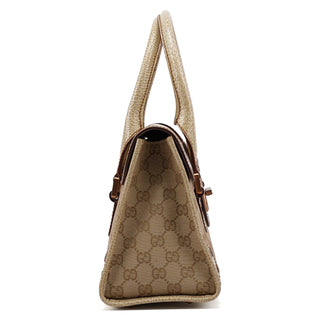 Gucci Beige White GG Turnlock Tote Bag