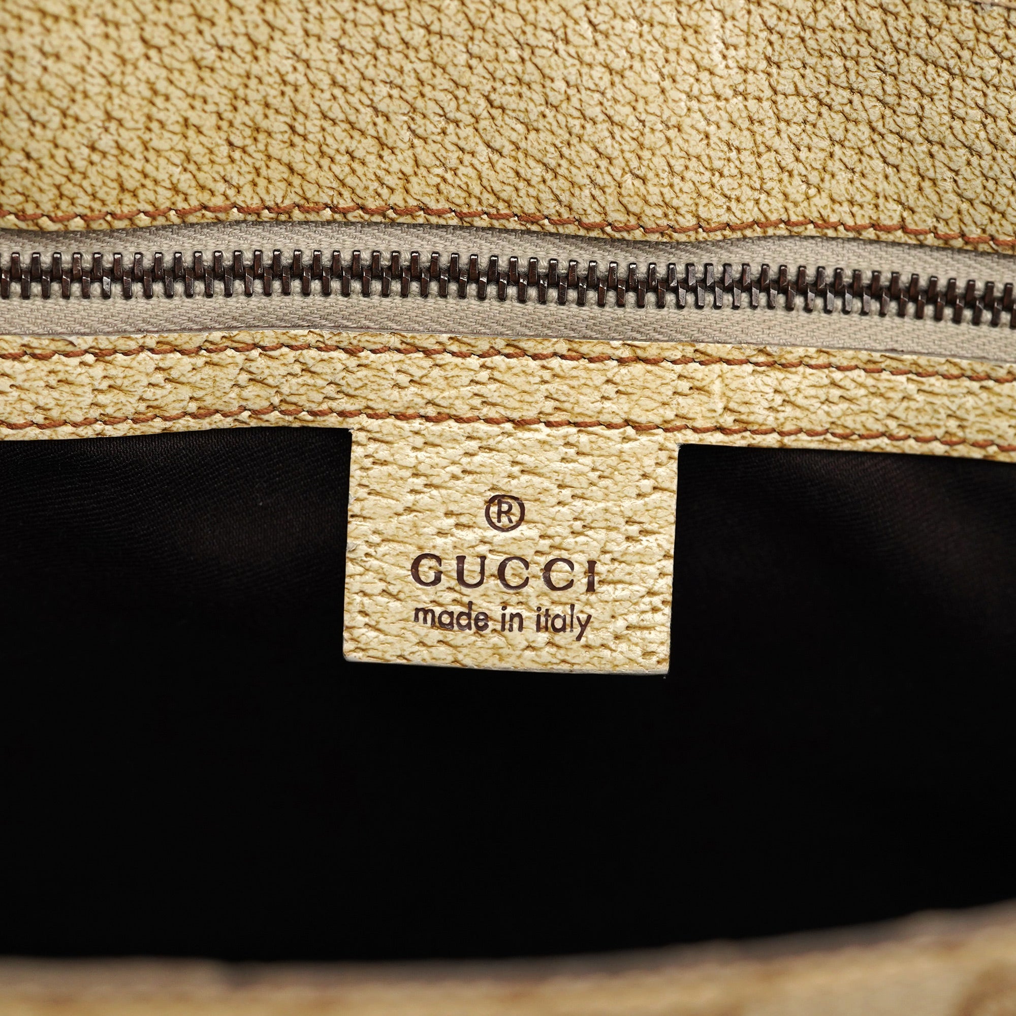 Gucci Sac cabas à fermoir tournant en toile GG beige et blanche