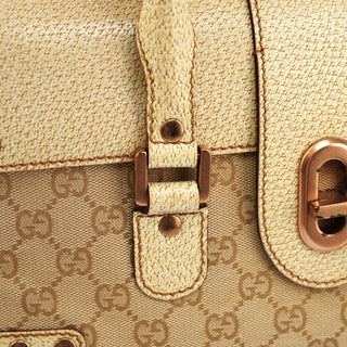 Gucci Beige White GG Turnlock Tote Bag