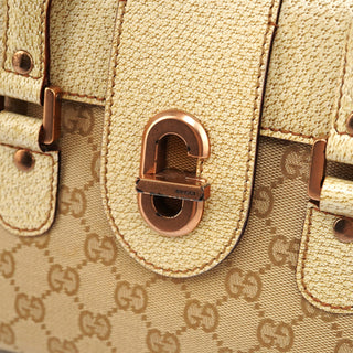 Gucci Beige White GG Turnlock Tote Bag