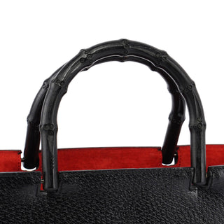 Gucci Black Bamboo Tote Red Int