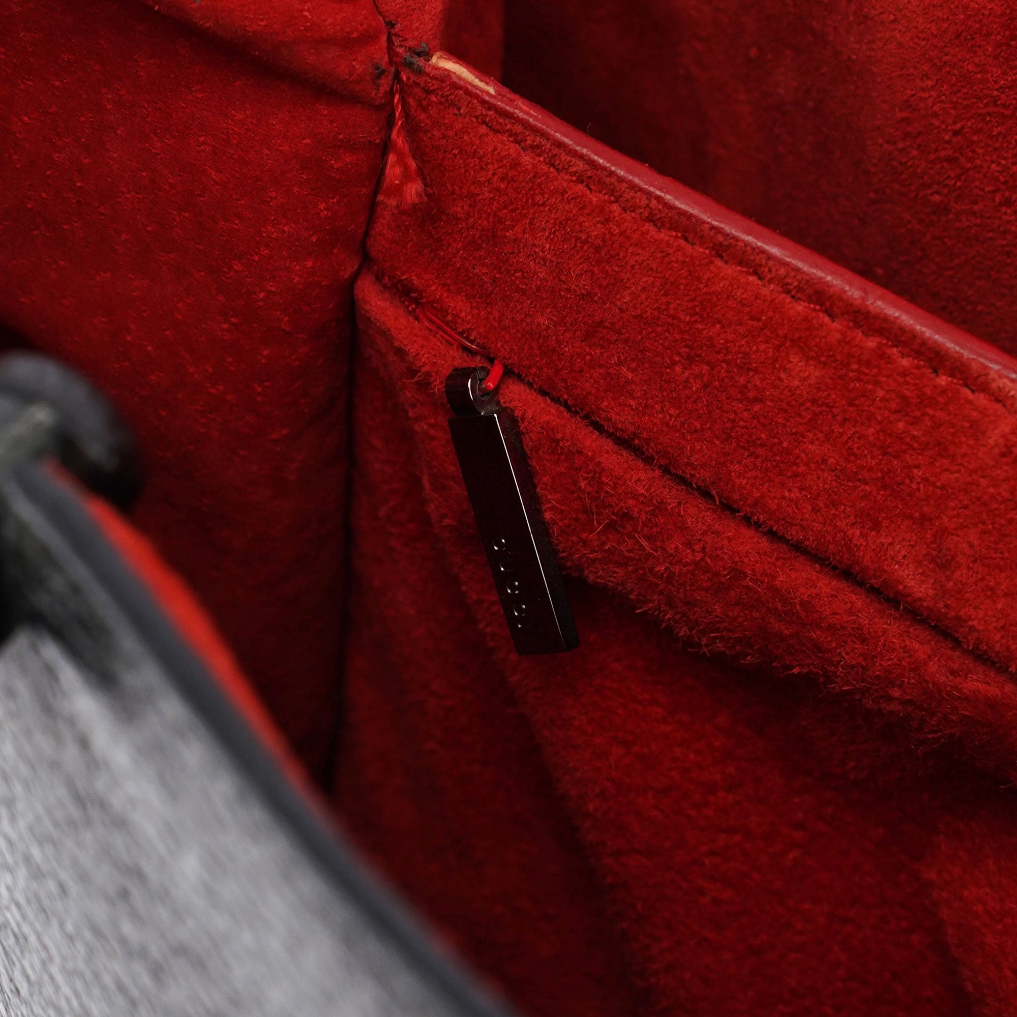Gucci Black Bamboo Tote Red Int
