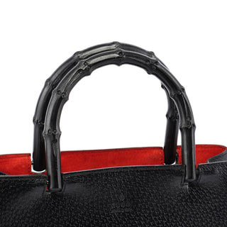 Gucci Black Bamboo Tote Red Int