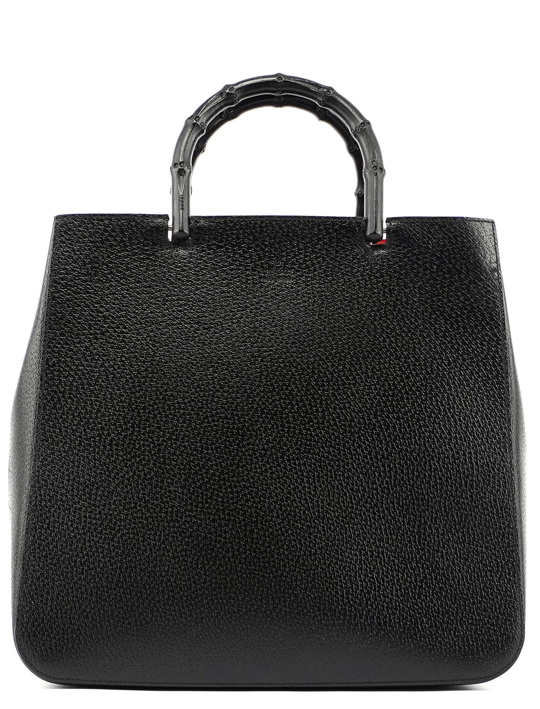 Gucci Black Bamboo Tote Red Int