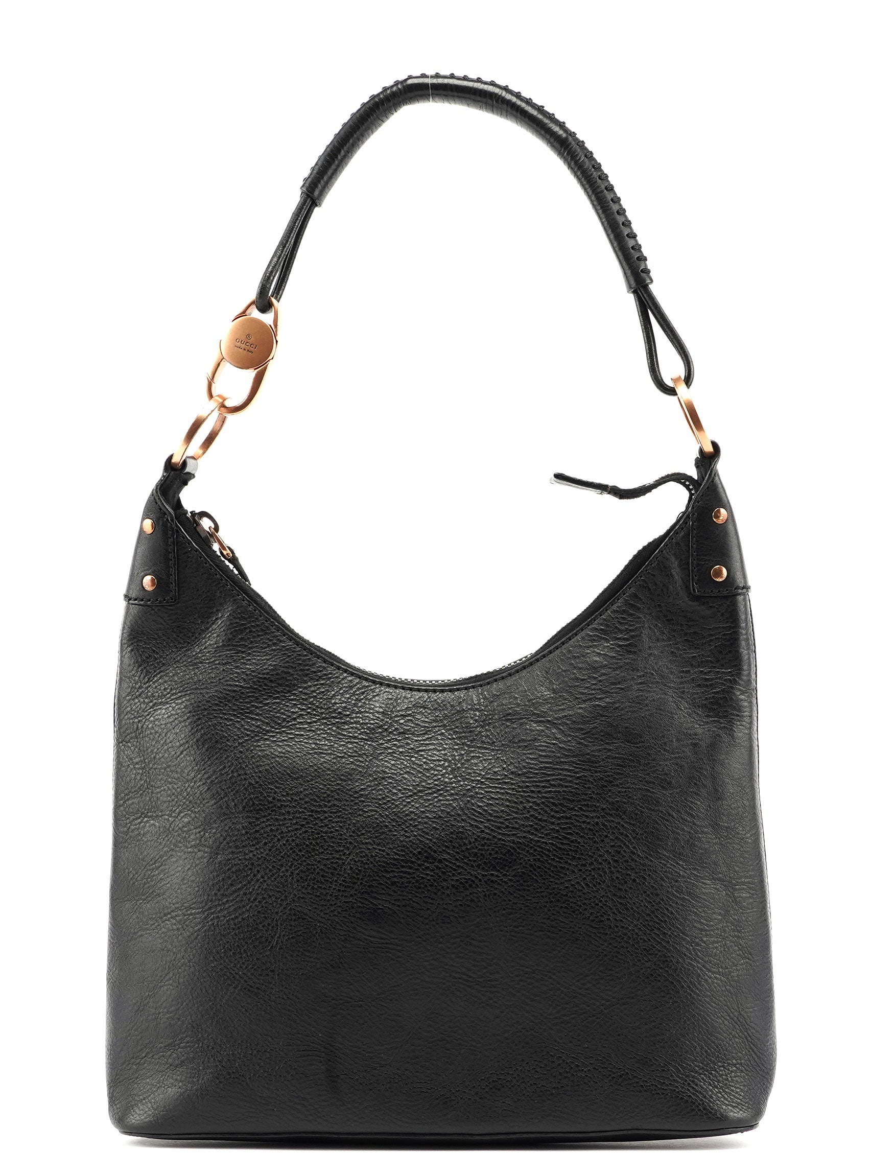 Gucci Black Buffalo Leather Hobo Shoulder Bag