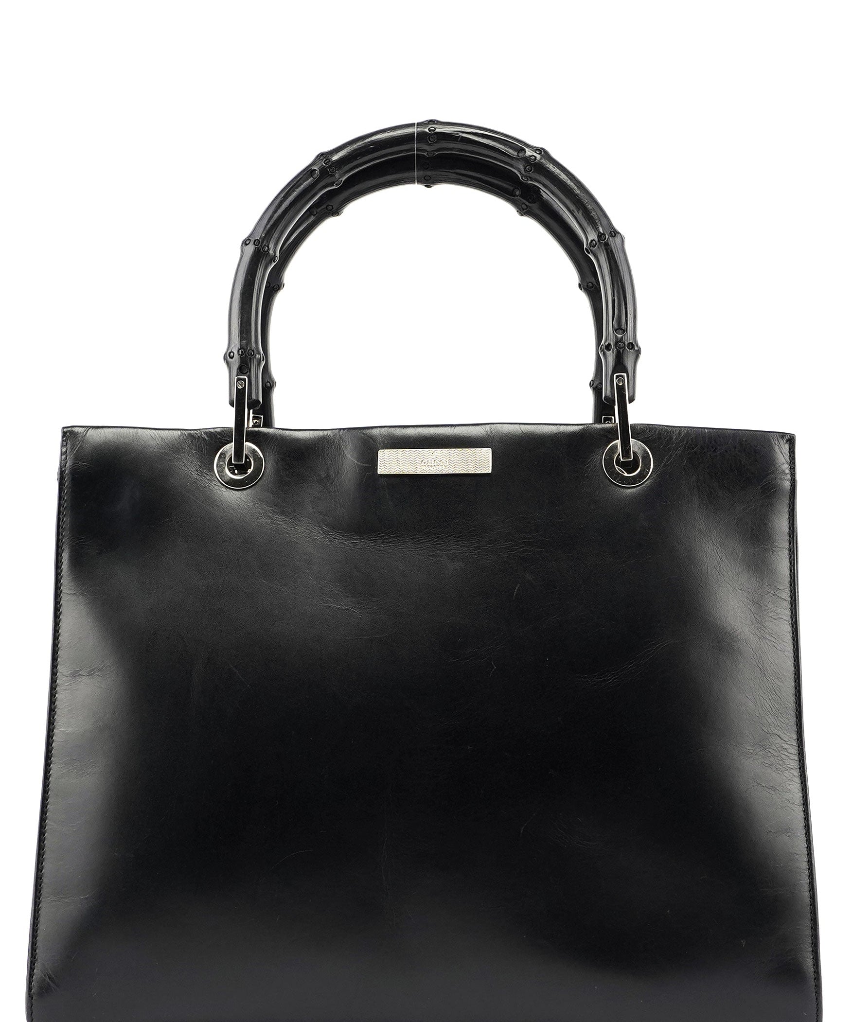 Gucci Black Calfskin Bamboo 2-Way Tote
