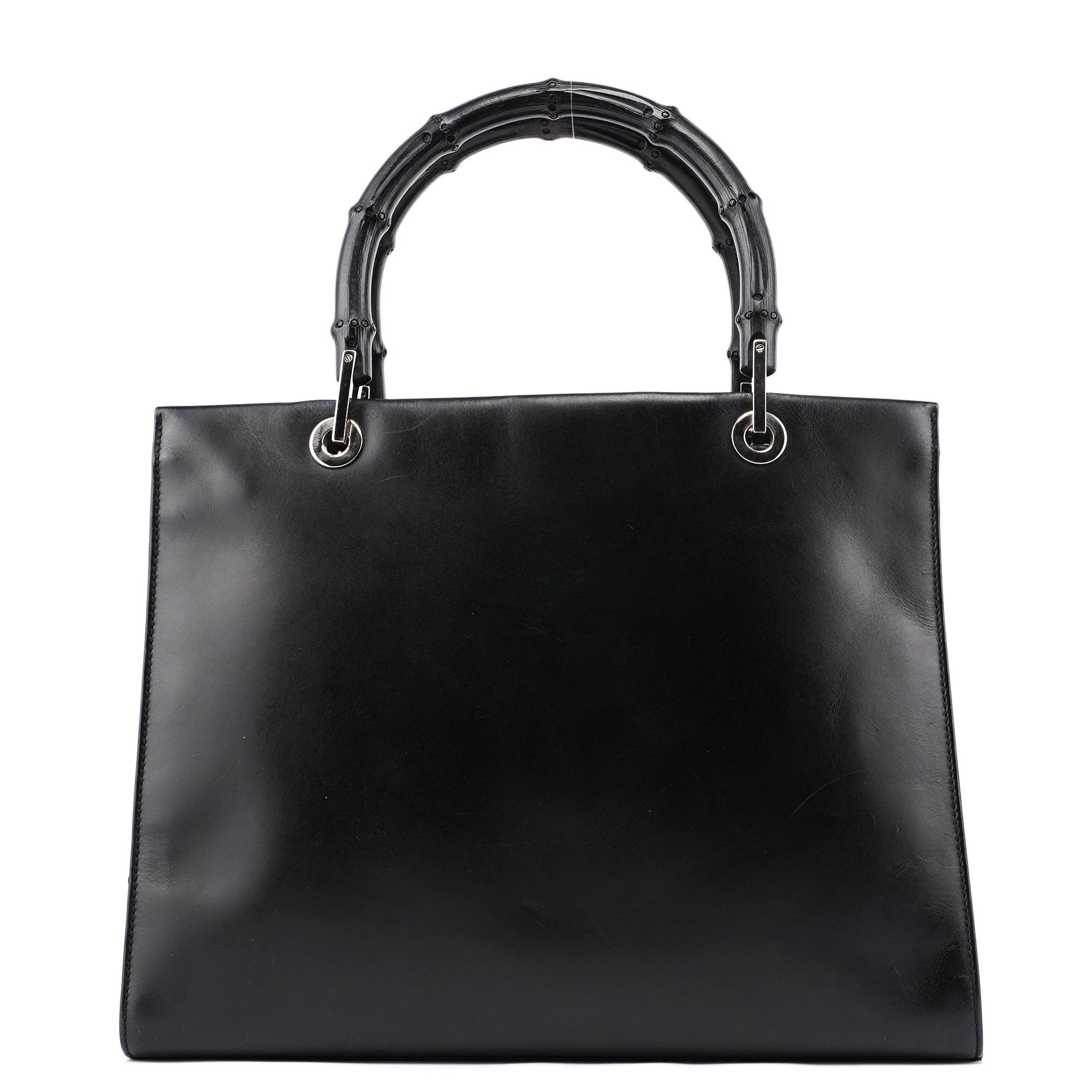 Gucci Black Calfskin Bamboo 2-Way Tote