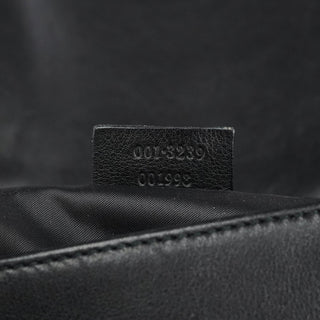Gucci Black Calfskin Bamboo Flap Shoulder Bag