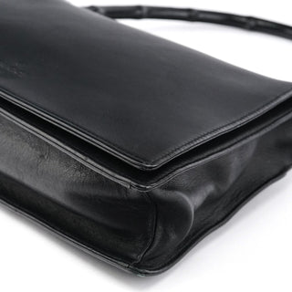 Gucci Black Calfskin Bamboo Flap Shoulder Bag