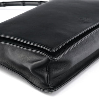Gucci Black Calfskin Bamboo Flap Shoulder Bag